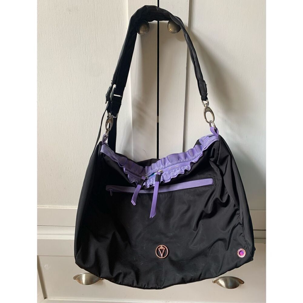 Ivivva Lululemon Duffel Gym Dance Travel Tote Crossbody Bag black purple